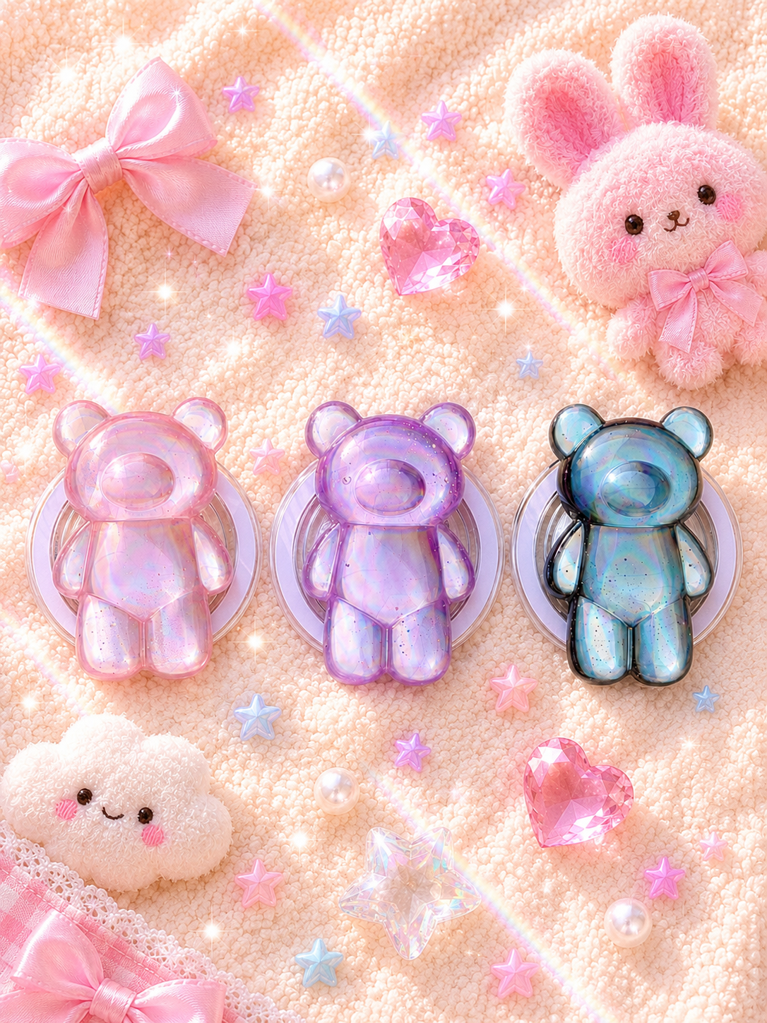 Pink Crystal Bear Grip