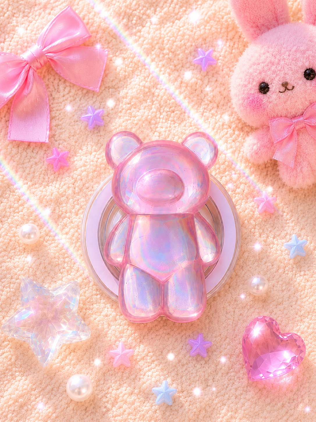 Pink Crystal Bear Grip
